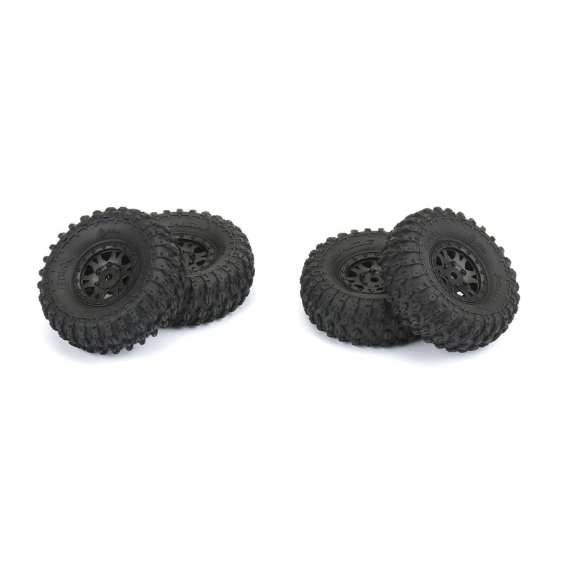 Pro-Line 10194-10 Hyrax 1.0" Truck Tires Mounted on Wheels 4 Pack