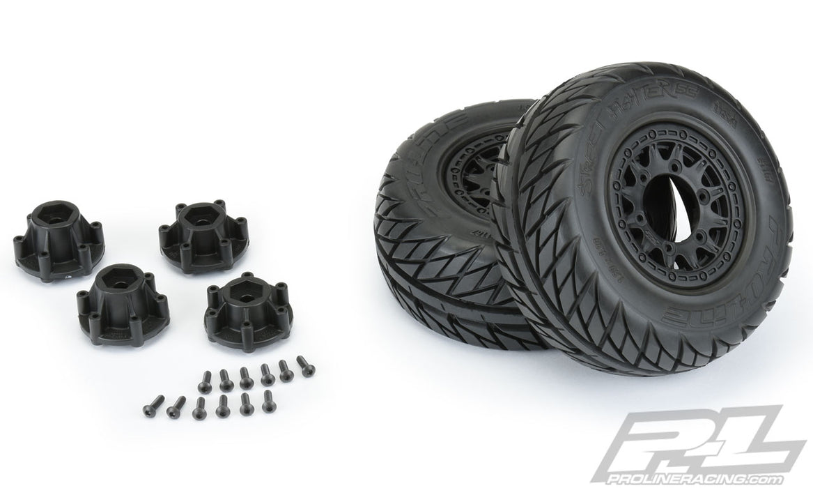 Pro-Line 1167-10 Street Fighter SC 2.2 / 3.0 Tires Mounted on Black Wheels 2 Pack