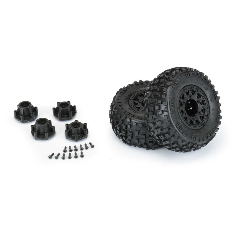 Pro-Line 1182-10 Badlands SC 2.2 / 3.0 Tires Mounted on Black Raid Wheels 2 Pack (2WD R 4x4 F/R)