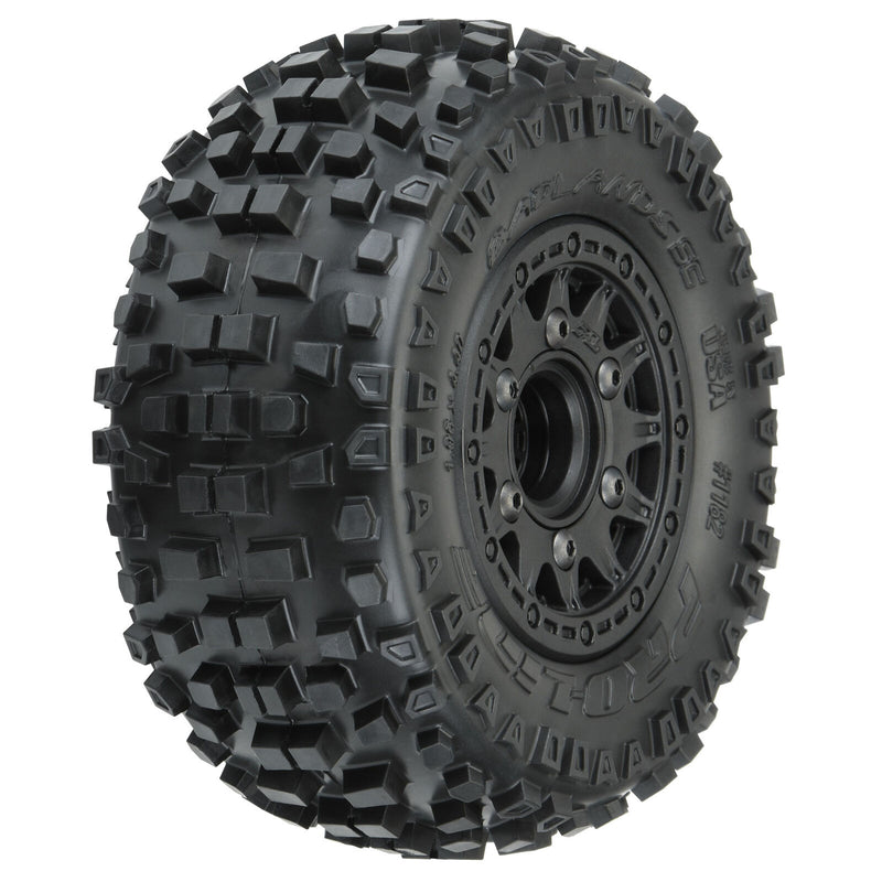 Pro-Line 1182-10 Badlands SC 2.2 / 3.0 Tires Mounted on Black Raid Wheels 2 Pack (2WD R 4x4 F/R)