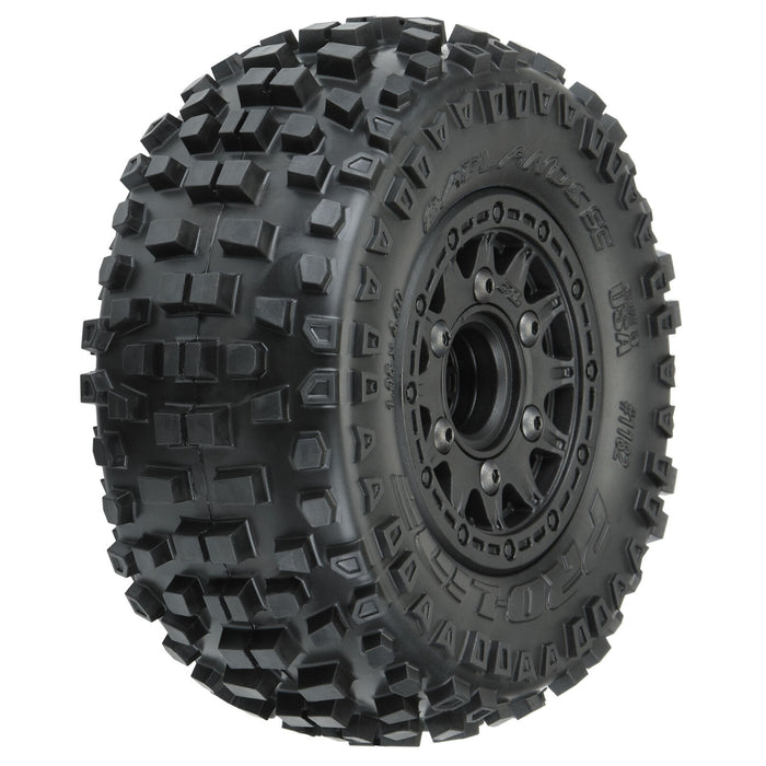 Pro-Line 1182-10 Badlands SC 2.2 / 3.0 Tires Mounted on Black Raid Wheels 2 Pack (2WD R 4x4 F/R)
