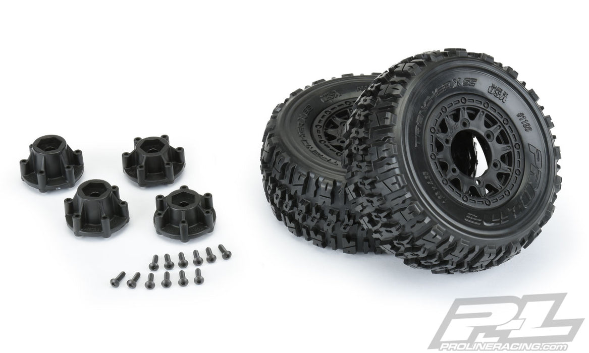 Pro-Line 1190-10 Trencher X SC Tires Mounted on Black Raid 6x30 Wheels 2 Pack (2WD 4x4 F/R)