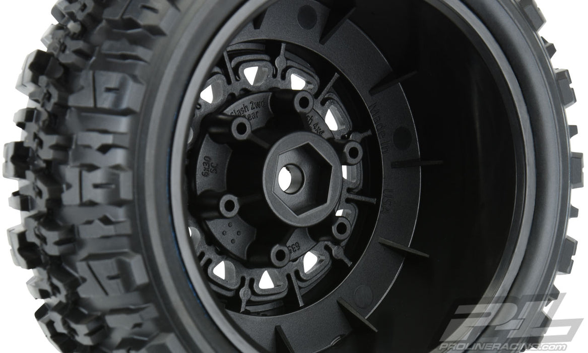 Pro-Line 1190-10 Trencher X SC Tires Mounted on Black Raid 6x30 Wheels 2 Pack (2WD 4x4 F/R)