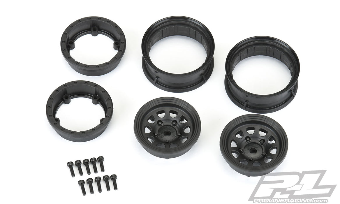 Pro-Line 2797-03 Black Plastic Keystone 1.55" Internal Beadlock Crawler Wheels 2 Pack
