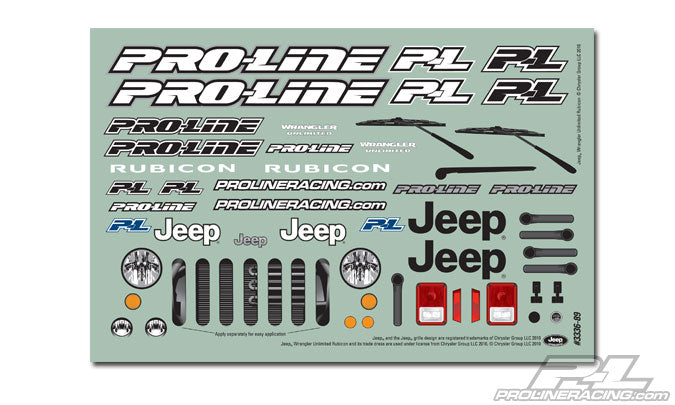 Pro-Line 3336-00 Wrangler Unlimited Clear Body 1/10 Crawlers with 12.3" Wheelbase
