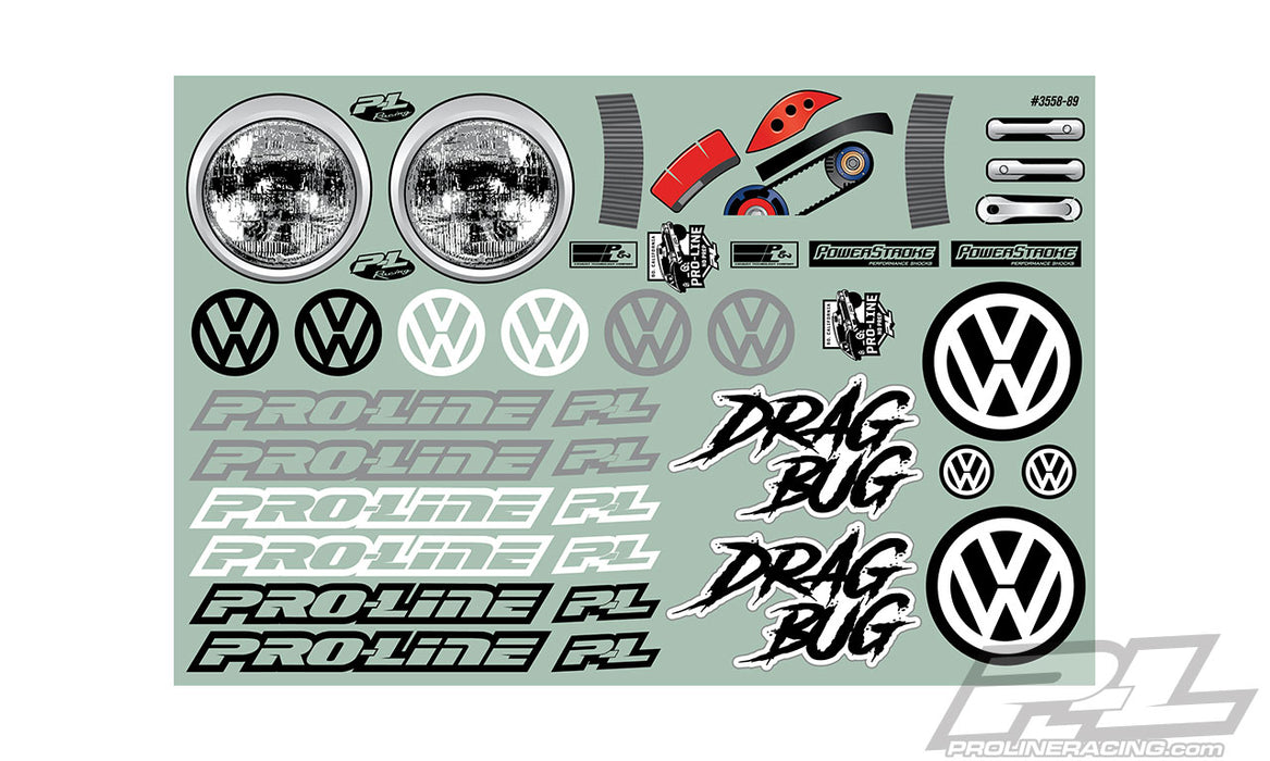 Pro-Line 3558-00 1/10 Volkswagen Bug Clear Body for 2WD Slash/DR10/22S Drag Cars