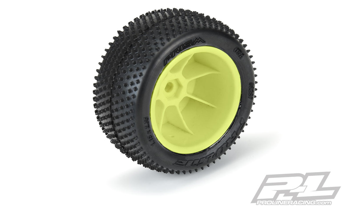 Pro-Line 8297-12 Yellow Rear Wheels with Prism Carpet Tires for Mini-B 1 Pair