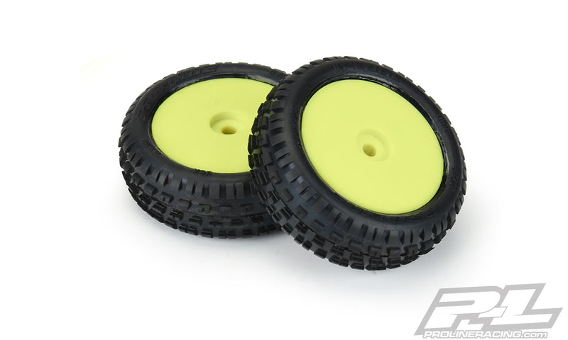 Pro-Line 8298-12 Yellow Rear Wheels with Wedge Carpet Tires for Mini-B 1 Pair