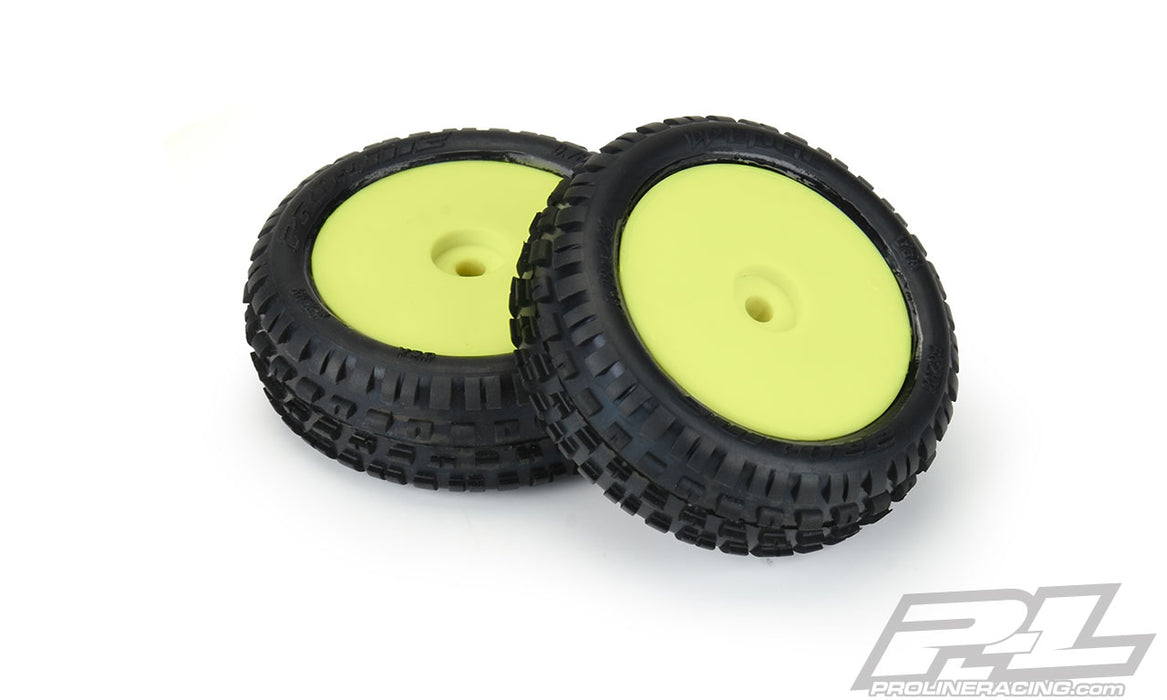 Pro-Line 8298-12 Yellow Rear Wheels with Wedge Carpet Tires for Mini-B 1 Pair