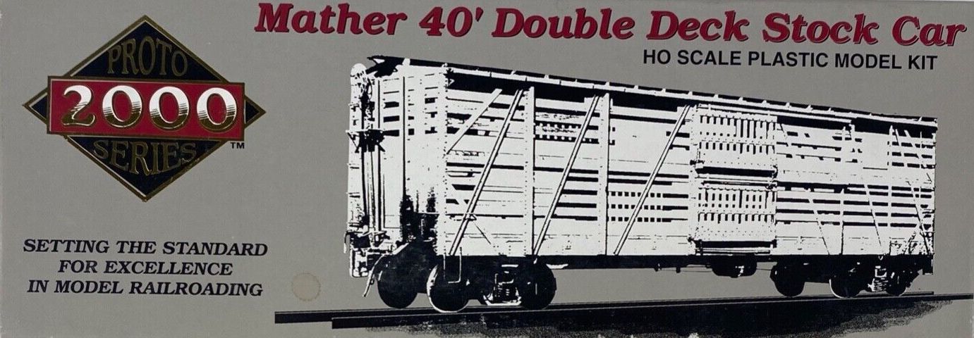 Proto 2000 433-21381 HO Scale 40' Mather Double Deck Stock Car Kit CB&Q 50076 - NOS