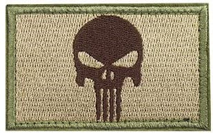 Tan Punisher Patch with Loop and Hook Backing  (3"x2")