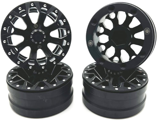 Racers Edge 3463 1.9" Black Aluminum Beadlock Y Pattern Crawler Wheels 4 Pack