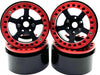 Racers Edge 3467 1.9" Black and Red Aluminum Beadlock 5 Star Crawler Wheels 4 Pack