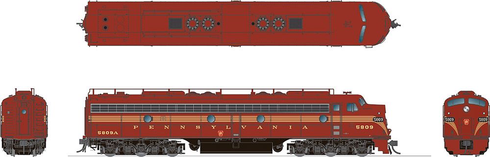 Rapido 028032 HO Scale EMD E8A Pennsylvania "Tuscan 5 Stripe" PRR 5838