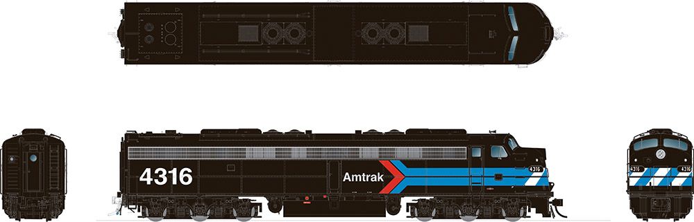 Rapido 028599 HO Scale EMD E8A "Early Black Scheme" Amtrak 4316 with DCC and LokSound