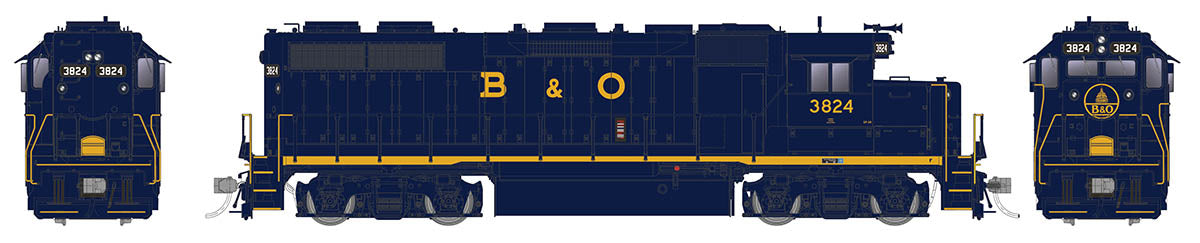 Rapido 038007 HO Scale EMD GP38 Diesel Baltimore & Ohio B&O 3824