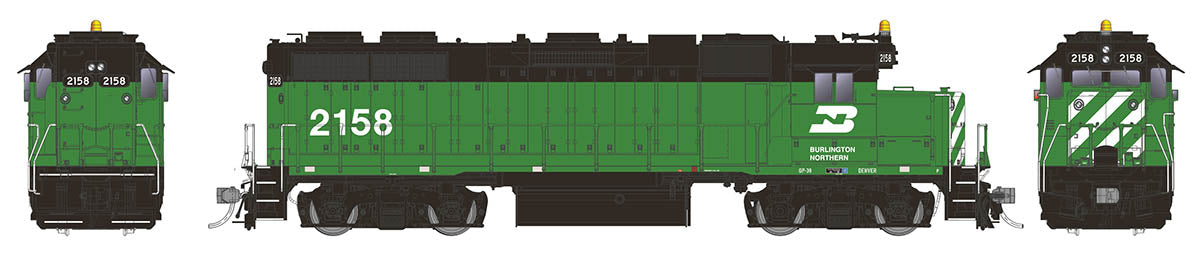 Rapido 038029 HO Scale EMD GP38 Diesel Burlington Northern BN 2158
