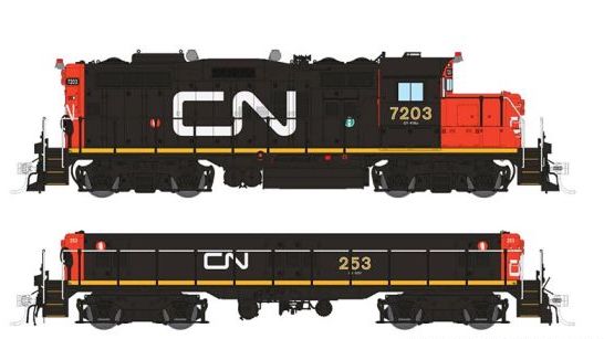 Rapido 041016 HO Scale GP9rm Mother + Slug Canadian National "Late" CN 7203/253