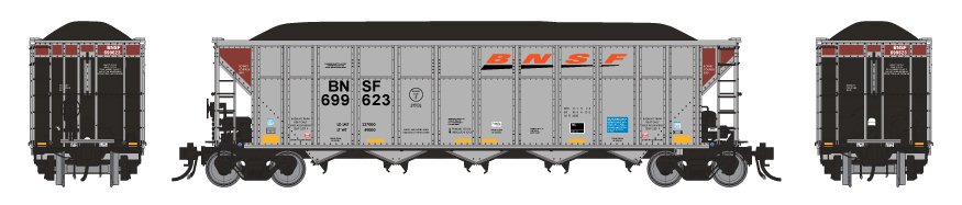 Rapido 169004 HO Scale AutoFlood III RD Double Rotary Coal Hopper BNSF "Wedge" 699623