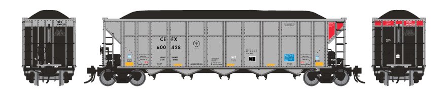 Rapido 169007 HO Scale AutoFlood III RD Coal Hopper CEFX 6 Pack