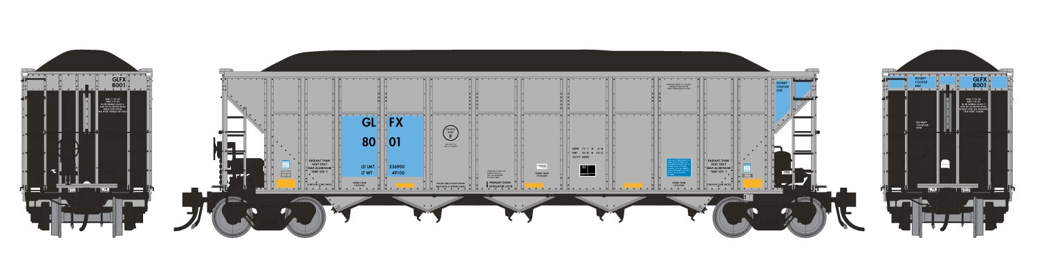 Rapido 169009 HO Scale AutoFlood III RD Coal Hopper GLFX 6 Pack