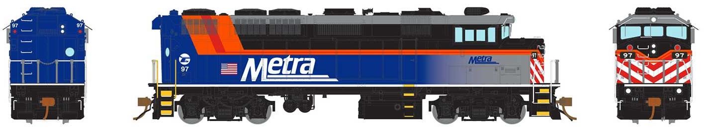 Rapido 19012 HO Scale EMD F59PH Chicago Metra 99 (Silent/DC) - USED