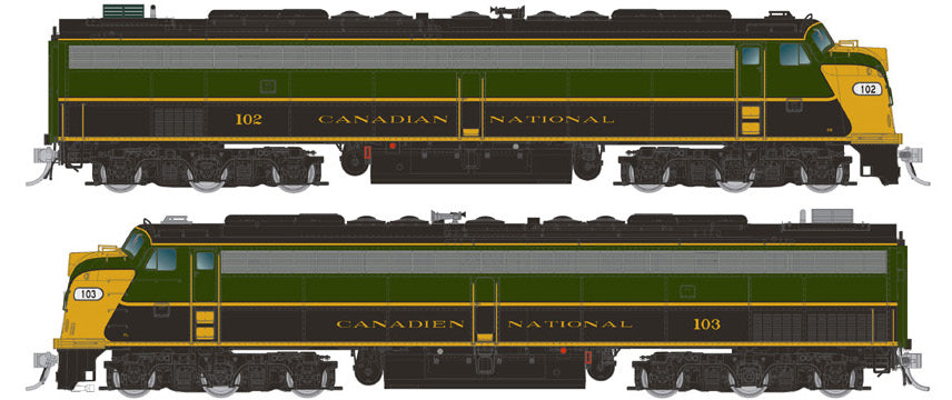 Rapido 28815 HO Scale EMD E8AA Set HEP Canadian National Green and Gold CN 102 / 103 DCC and Sound