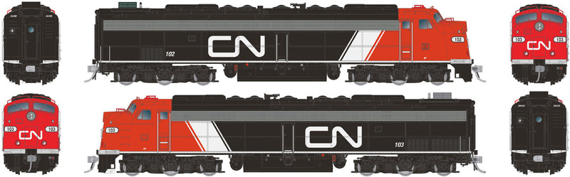 Rapido 28816 HO Scale EMD E8AA Set with HEP Canadian National Noodle CN 102 / 103 DCC and Sound