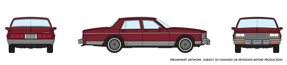 Rapido 800001 HO Scale 1980's Chevrolet Caprice Sedan: Dark Red