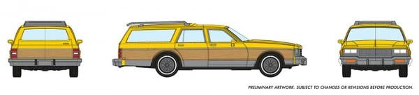 Rapido 800004 HO Scale 1980's Chevrolet Caprice Station Wagon: Yellow Woodie