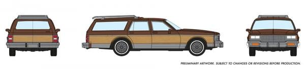 Rapido 800006 HO Scale 1980's Chevrolet Caprice Station Wagon: Brown Woodie