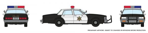 Rapido 800010 HO Scale 1980's Chevrolet Impala Sedan: Police (Black and White)