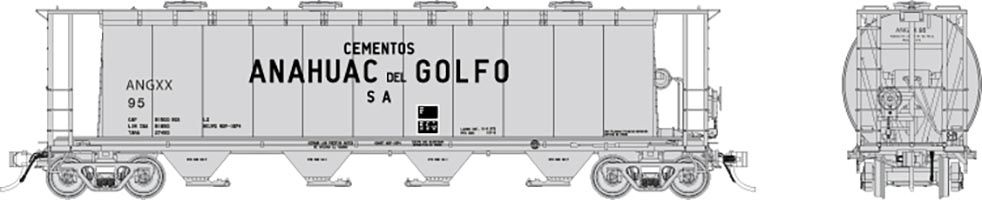 Rapido Trains 127033A HO Scale  NSC 3800 Cylindrical Hopper Cementos Anahuac del Golfo ANGXX Single