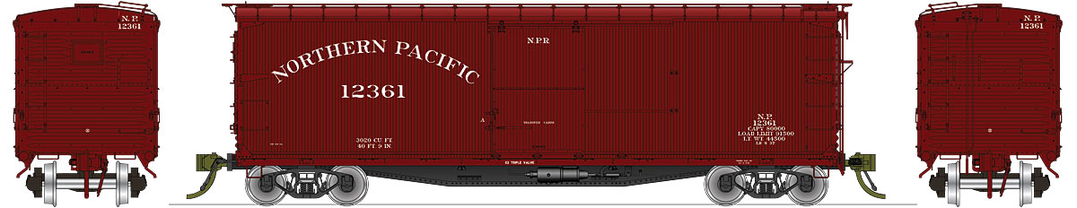 Rapido Trains 130001 HO Scale 40' Wood Boxcar Northern Pacific (Pre-War 1923-1938) NP
