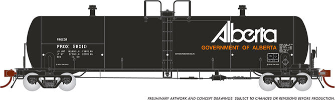 Rapido Trains 135010A HO Scale Procor 20k Gallon Tank Car Government of Alberta "Late" UTLX #Varies