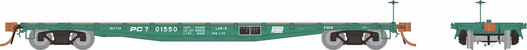 Rapido Trains 138004 HO Scale F30A 50' Flatcar Penn Central PC 6 Pack