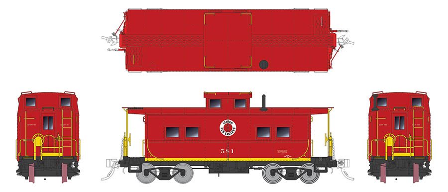 Rapido Trains 144007 HO Scale Northeastern Style Steel Caboose Lehigh New England LNE 580