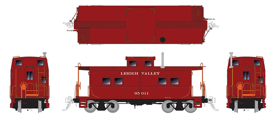 Rapido Trains 144010 HO Scale Northeastern Style Steel Caboose Lehigh Valley LV 95011