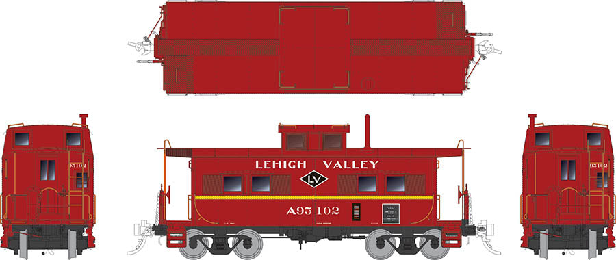 Rapido Trains 144015 HO Scale Northeastern Style Steel Caboose Lehigh Valley Diamond LV A95102