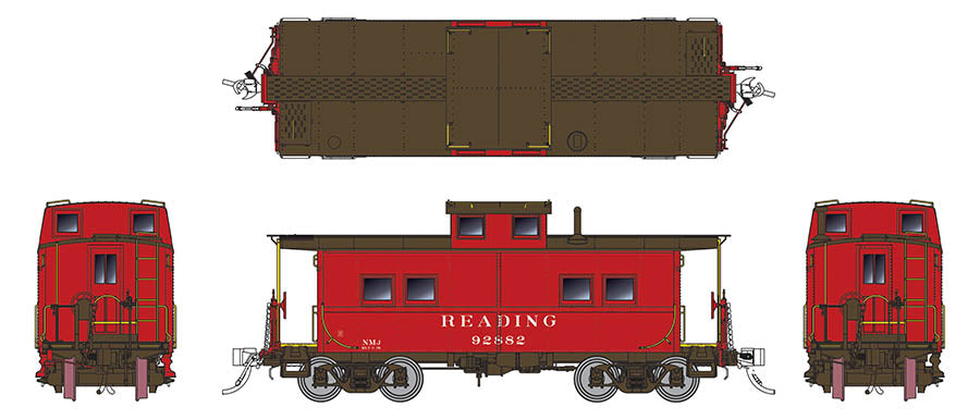Rapido Trains 144018 HO Scale Northeastern Style Steel Caboose Reading Red RDG 92928