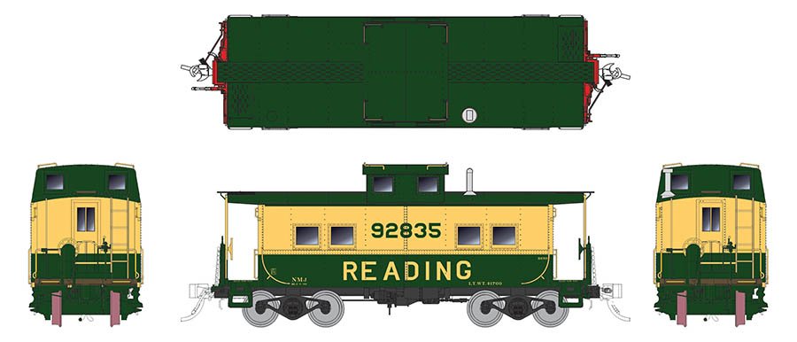 Rapido Trains 144021 HO Scale Northeastern Style Steel Caboose Reading Yellow & Green RDG 92902