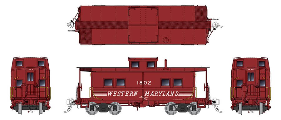 Rapido Trains 144026 HO Scale Northeastern Style Steel Caboose Speed Western Maryland WM 1869