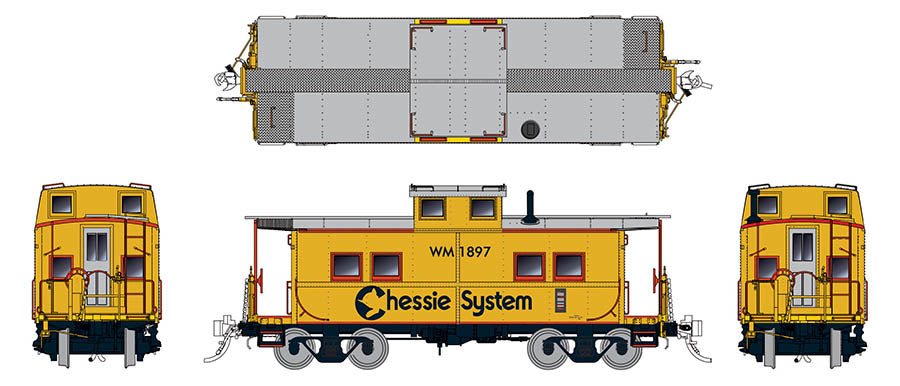 Rapido Trains 144028 HO Scale Northeastern Style Steel Caboose Chessie System WM 1835