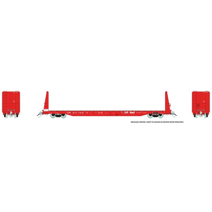 Rapido Trains 147001A HO Scale 62' Bulkhead Flatcar Canadian National (Action Red) CN # Varies