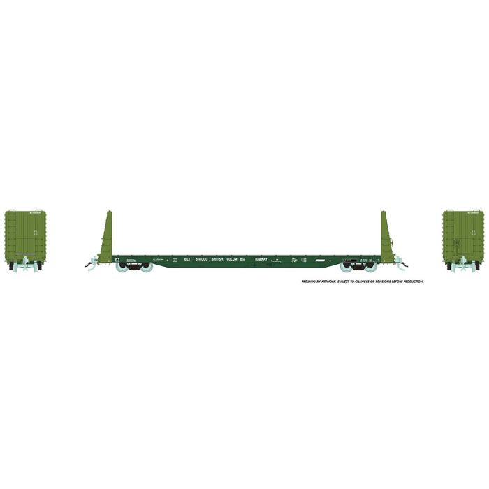 Rapido Trains 147006A HO Scale 62' Bulkhead Flatcar British Columbia (Int'l) BCIT # Varies