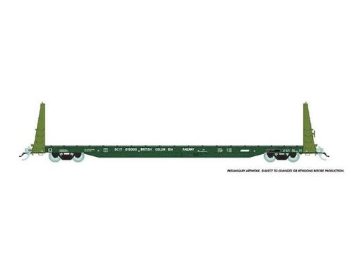 Rapido Trains 147006A HO Scale 62' Bulkhead Flatcar British Columbia (Int'l) BCIT # Varies