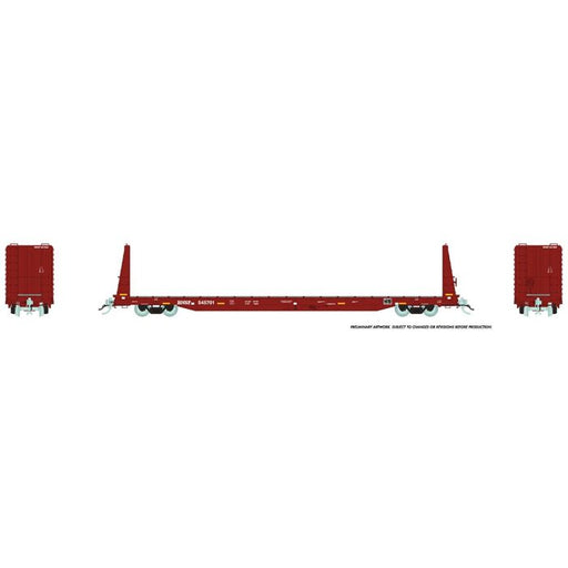 Rapido Trains 147008A HO Scale 62' Bulkhead Flatcar (Mineral Brown) BNSF # Varies
