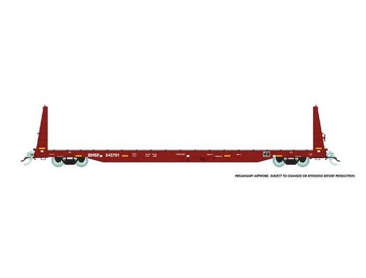 Rapido Trains 147008A HO Scale 62' Bulkhead Flatcar (Mineral Brown) BNSF # Varies