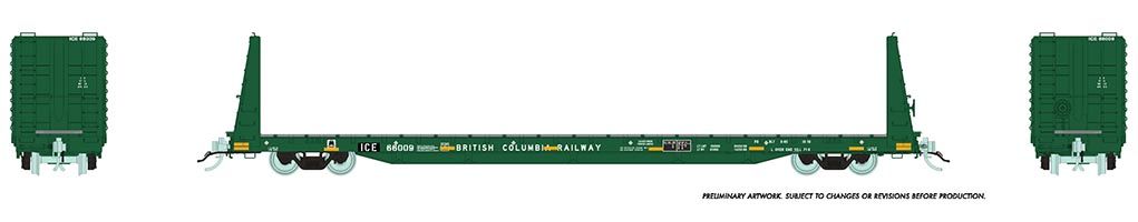 Rapido Trains 147010A HO Scale 62' Bulkhead Flatcar (Ex-BN) Iowa Chicago Eastern IC&E # Varies