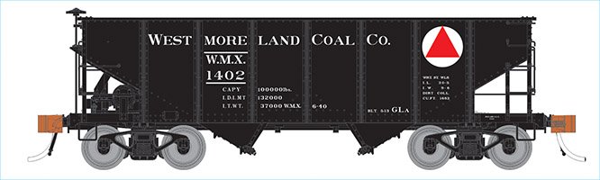 Rapido Trains 148009A HO Scale GLa 2-Bay Hopper Westmoreland Coal WMX # Varies